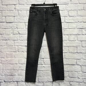 Ksubi Skinny Denim Jeans Size 28 Black Raw Hem Distressed Stretch High Rise